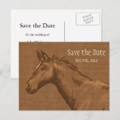 Postale Faire-part Charming Rustic Horse Enregistrer la date Carte po (Devant / Derrière)