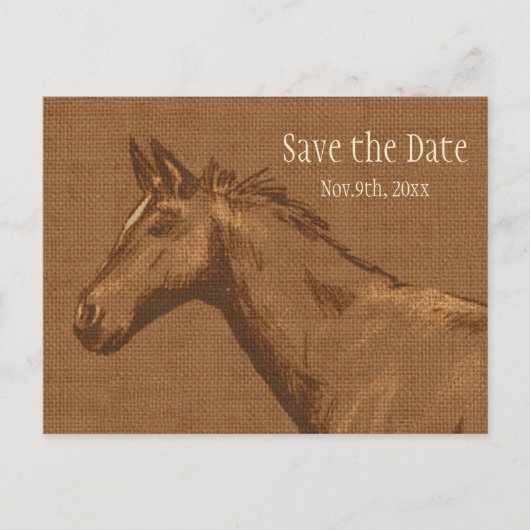 Postale Faire-part Charming Rustic Horse Enregistrer la date Carte po (Devant)