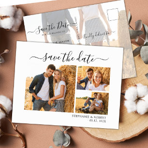Postale Faire-part Chic 3 Photos Montage Mariage Budget Carte de Save