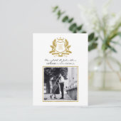 Postale Faire-part Classic Gold Crest Enregistrer La Date Carte Posta (Debout devant)
