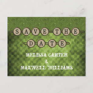 Postale Faire-part Clefs Green Steampunk Enregistrer la date Carte po