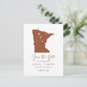 Postale Faire-part Code QR de la carte du Minnesota en terre cuite En (Debout devant)