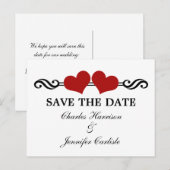 Postale Faire-part Coeurs élégants Enregistrer la date Carte postale, (Devant / Derrière)