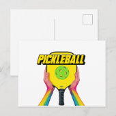 Postale Faire-part Conception de carte d'annonce de pickleball noir e (Devant / Derrière)