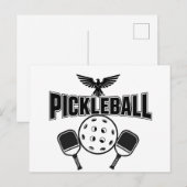 Postale Faire-part Conception de carte d'annonce de pickleball noir e (Devant / Derrière)