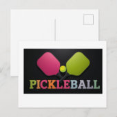Postale Faire-part Conception de carte d'annonce de pickleball noir e (Devant / Derrière)