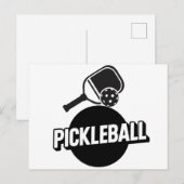 Postale Faire-part Conception de carte d'annonce de pickleball noir e (Devant / Derrière)