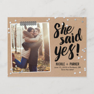 Postale Faire-part Confetti Elle A Dit Oui Enregistrer La Date Carte 