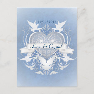 Postale Faire-part Conte Fée Frosted Bleu Enregistrer La Date Carte P