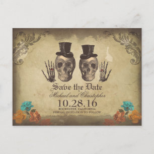 Postale Faire-part Couple gay - Squelettes Gothique Carte de Faire-Pa