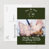 Postale Faire-part Couronne rustique forêt ENREGISTREZ LA DATE Carte  (Devant / Derrière)