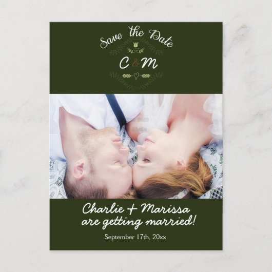 Postale Faire-part Couronne rustique forêt ENREGISTREZ LA DATE Carte  (Devant)