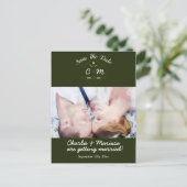 Postale Faire-part Couronne rustique forêt ENREGISTREZ LA DATE Carte  (Debout devant)