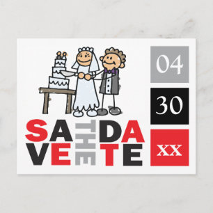 Postale Faire-part Cute Enregistrer Les Dates Carte Couple Coupe Mari