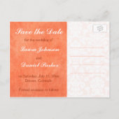 Postale Faire-part Damas orange et blanc Enregistrer la carte Date (Dos)