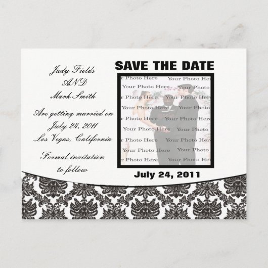Postale Faire-part Damask Elegance Wedding Enregistrer La Date Carte (Devant)