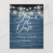 Postale Faire part de carte de date de Rustic Blue avec gu (Devant)