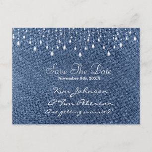 Postale Faire-part Denim & Diamonds Glam Country Carte de sauvegarde 
