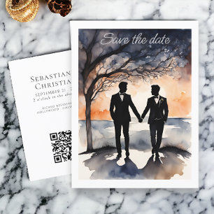 Postale Faire-part Deux mariés mariage gay carte de sauvegarde de dat