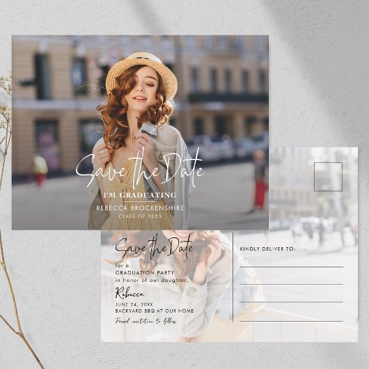 Postale Faire-part Diplômé 2025 Photo de promo Carte de rappel de dat