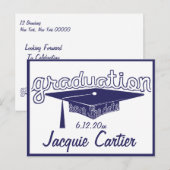 Postale Faire-part Diplômé Enregistrer La Carte Date (Devant / Derrière)