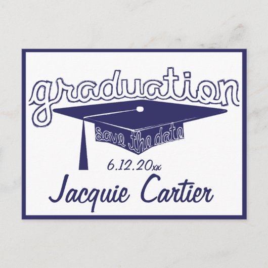 Postale Faire-part Diplômé Enregistrer La Carte Date (Devant)