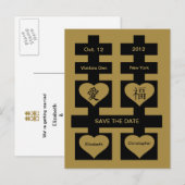 Postale Faire-part Double Bonheur Chinois Enregistrer La Date Carte P (Devant / Derrière)