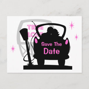 Postale Faire-part Drive In Newlyweds Enregistrer La Date Carte Posta