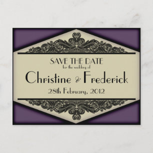 Postale Faire-part Dusky Purple Vintage, enregistrer la date carte po
