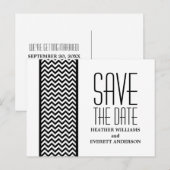 Postale Faire-part Ebony Chevron Border Enregistrer la date Carte pos (Devant / Derrière)
