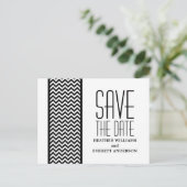 Postale Faire-part Ebony Chevron Border Enregistrer la date Carte pos (Debout devant)