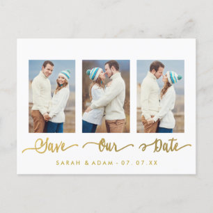 Postale Faire-part Économies de photo de collage d'or la carte