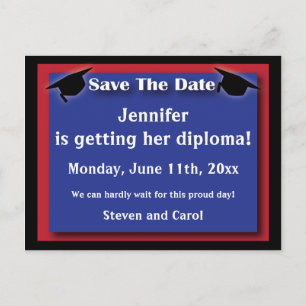 Postale Faire-part Économies d'obtention du diplôme la carte de date