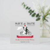 Postale Faire-part Économies tandem de mariage de bicyclette la carte (Debout devant)