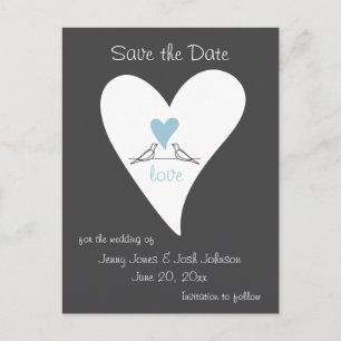 Postale Faire-part Économique Moderne Carte Bleue de Mariage Sauvegar