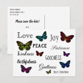 Postale Faire-part Écriture d'amour Papillon Carte de sauvegarde de d (Devant / Derrière)