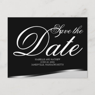 Postale Faire-part Elégant noir & blanc Enregistrer la date carte pos