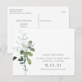 Postale Faire-part Élégante carte de mariage à l'eucalyptus à conserv (Devant / Derrière)