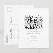 Postale Faire-part Élégante écriture noire et blanche pour la carte ' (Devant / Derrière)