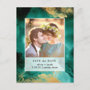 Postale Faire-part Emerald Glamour Carte de sauvegarde de date de m