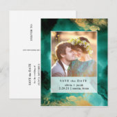 Postale Faire-part Emerald Glamour | Carte de sauvegarde de date de m (Devant / Derrière)