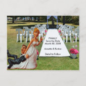 Postale Faire-part Enfin enregistrer la date drôle Couple carte posta (Devant)