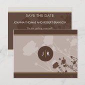 Postale Faire-part ENREGISTRER LA CARTE DE DATE :: silhouette florale (Devant / Derrière)