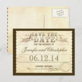 Postale Faire-part enregistrer la date carte typographique de billets (Devant / Derrière)