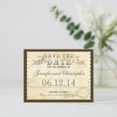 Postale Faire-part enregistrer la date carte typographique de billets (Debout devant)