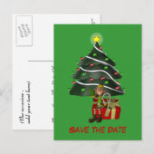 Postale Faire-part Enregistrer la date Elf Christmas Tree Carte posta (Devant / Derrière)