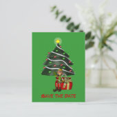 Postale Faire-part Enregistrer la date Elf Christmas Tree Carte posta (Debout devant)