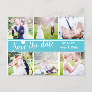 Postale Faire-part ENREGISTRER LA DATE Mariage Turquoise 6 Carte Post