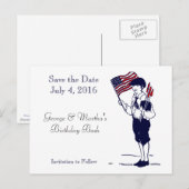 Postale Faire-part Enregistrer la date Patriotic Flag Fireworks Carte (Devant / Derrière)