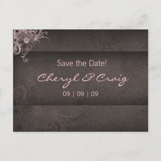 Postale Faire-part Enregistrer la date rose Brown Floral carte postal